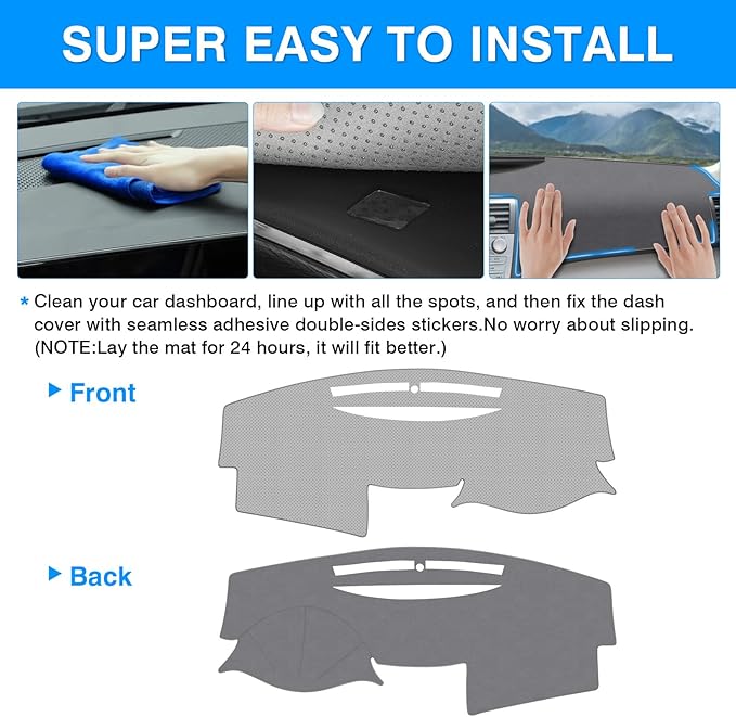 Autorder Gray Dashboard Cover Mat for Toyota Camry 2007-2011 Accessories Dash Cover Upgrade Polyester Dash Mat Sunshade Glare UV Rays Protector