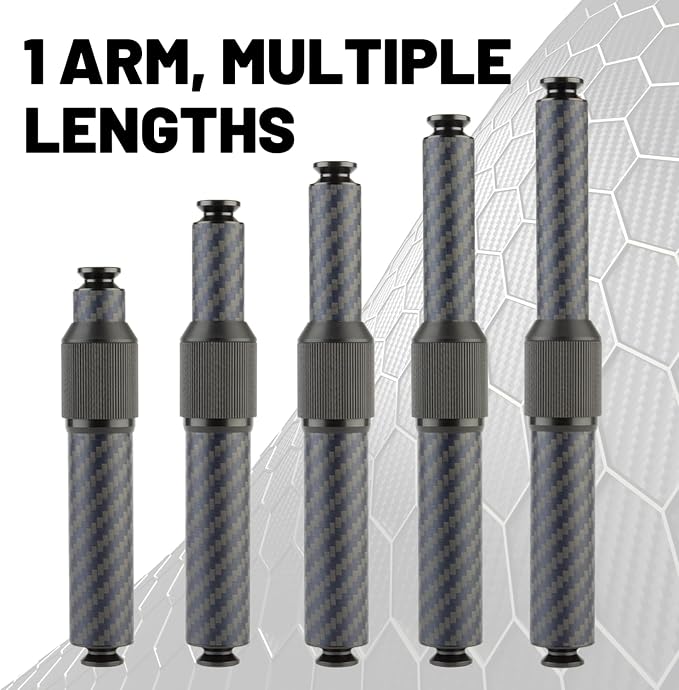 Bulletpoint Mounting Solutions Extension Arm 8"-10.5" Carbon Fiber + Kevlar Telescoping Dual Socket Fits 20mm Attachment Ball