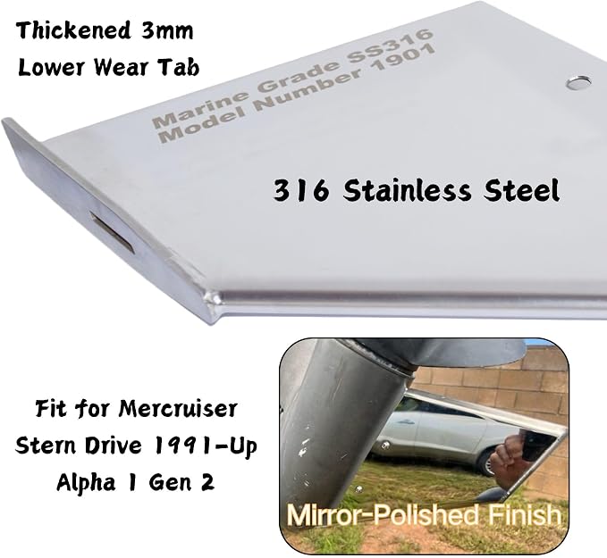 35-SS615 SternDrive Skeg Protector Guard for MerCruiser Alpha 1 Gen 2 Motor | SeaSierra-5001 Lower Unit Skeg Cover, Damage Repair, Replace 27031, Marine Grade 316 Stainless Steel