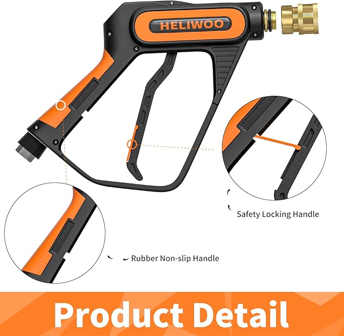 Pressure Washer Gun Wand with 3/8" Swivel Plug & M22-14/15mm Fitting & 5 Nozzle Tips, Power Washer Gun for Foam Cannon Car Wash, 5000PSI 40 Inch