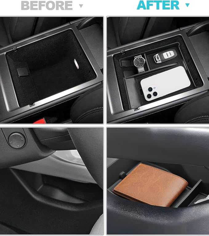 CDEFG 2Pcs for 2024 2025 2026 Lincoln Nautilus Center Console Organizer for 2024-2026 Lincoln Nautilus Accessories Console Organizer Tray Armrest Storage Box