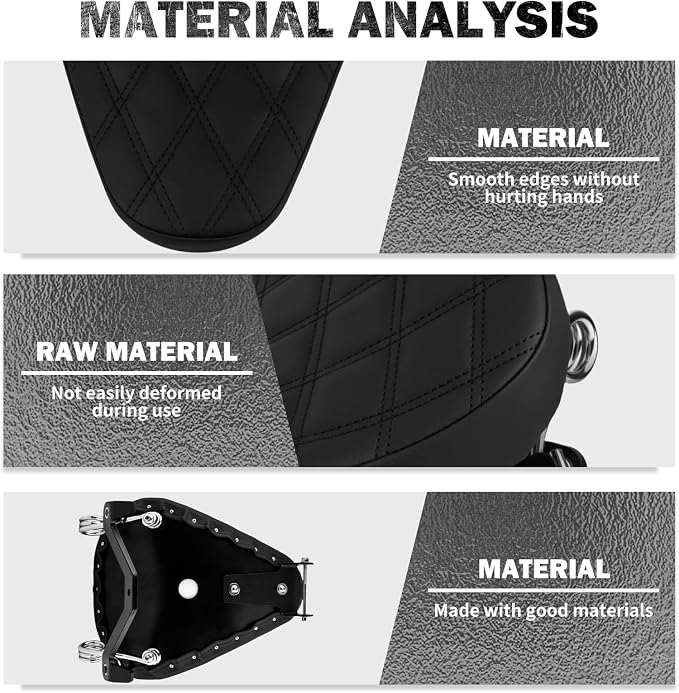 Motorcycle Solo Seat Rider Leather Seat with Spring Bracket Fit for Harley Sportster XL 883 XL1200 2010-2022 (Rhombic Style)