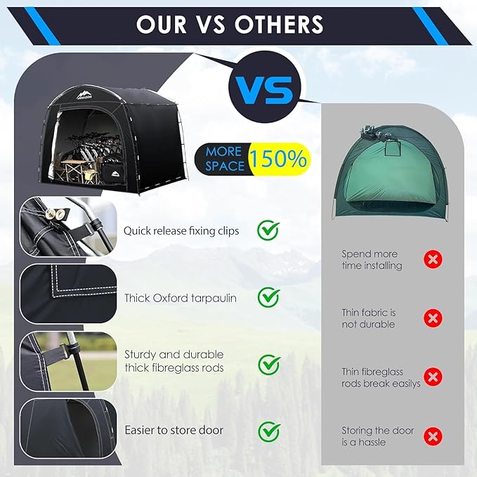 Bike Storage Tent,98*59*79 In,Outdoor Portable Storage Tent,Made of 210D Oxford Cloth PU4000mm Waterproof Fabric, Storage Shed for 2-4-6 bike,Motorcycles,Garden Tools,Lawn Mower,Various Tools
