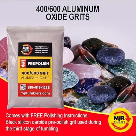 5lb of MJR Tumblers Premium 400/600 Pre-Polish Aluminum Oxide Rock Polishing Grit for Step/Stage 3, MJR Tumblers is a Disabled and Veteran Owned Company Proudly Located in USA