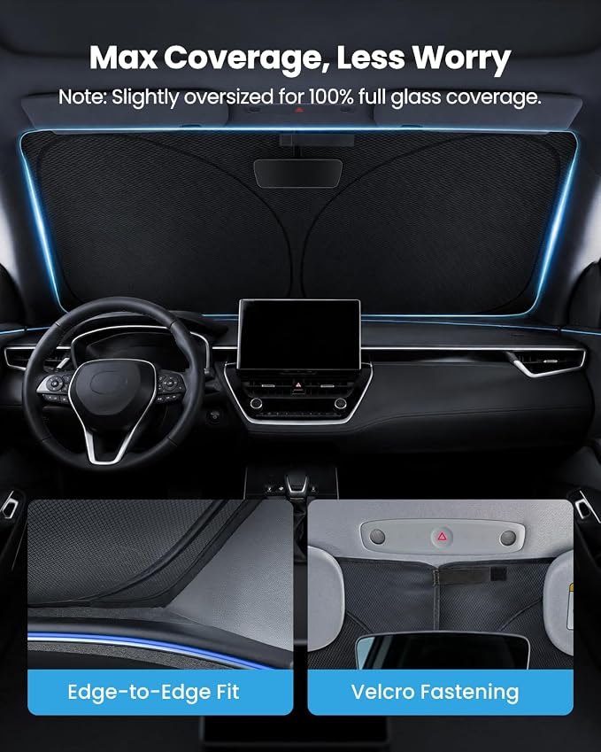 REEVAA 2026 3rd Pro Windshield Sunshade for 2019-2026 Toyota Corolla | Dual-Layer Heat & Sun Defense, OEM Design | Foldable Sun Shade Car Accessories with Storage Bag