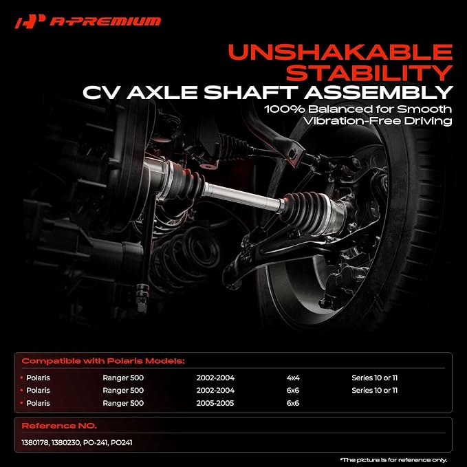 A-Premium Pair (2) Front CV Axle Shaft Assembly Compatible with Polaris Ranger 500 2002-2005, Series 10 and 11, Driver and Passenger Side, Replace# 1380178, 1380230