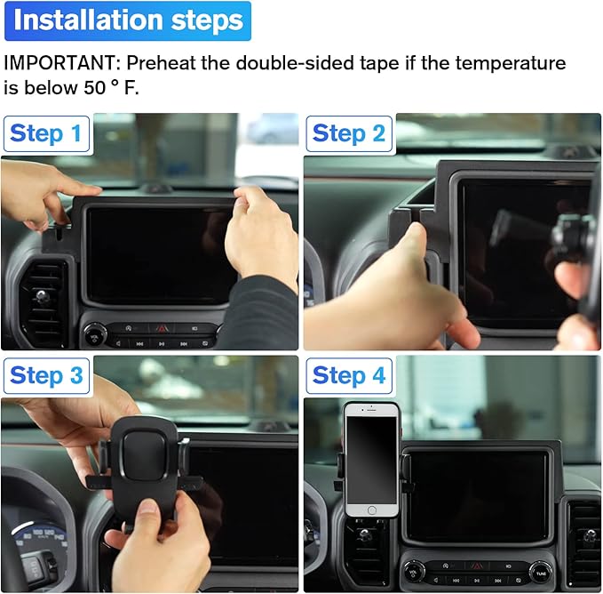 Dashboard Mobile Phone Holder for Ford Bronco Sport, Cell Phone Mount with Tray Internal Accessories Automobile Cradles Applicable to Ford Bronco Sport 2021 2022 2023 2/4 Doors