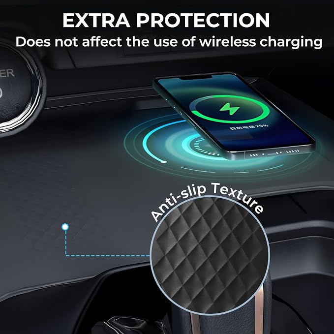 Wireless Charging Protective Mat for Toyota Grand Highlander 2026 2025 2024, Center Console Interior Accessories Silicone Anti-Slip Wireless Charger Cover Pad for 2024-2026 Grand Highlander