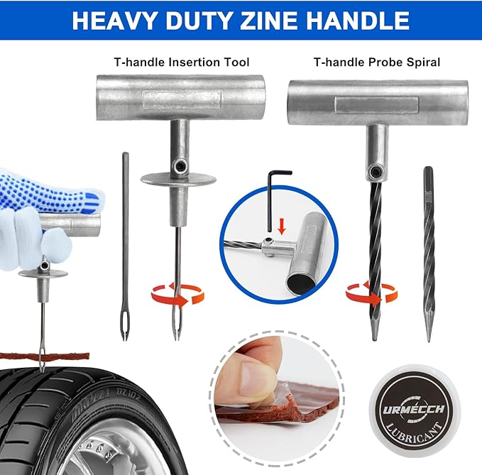 4PCS Lifting Jack Pads with Tire Repair Kit & Digital Tire Inflator Pump Air Compressor - Rubber Floor Jack Pucks Adapter Compatible with Ford Mustang Mach-E, Heavy Duty Car Tire Puncture Repair Tool