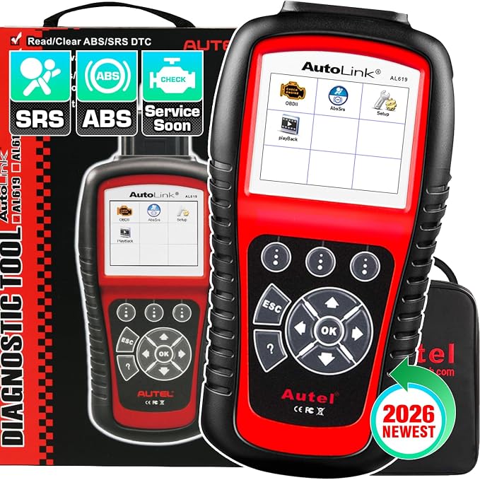 Autel AutoLink AL619 OBD2 Scanner, ABS SRS Warning Light Scan Tool, Turn Off Check Engine Light Car Diagnostic Tool, 10 OBDII Test Modes, Live Data, Freeze Frame, 2026 Up of ML619 AL519 ML519