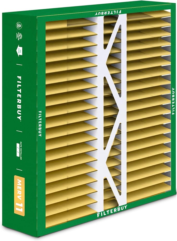 Filterbuy 20x20x5 Air Filter MERV 11 Superior Pet & Allergy Defense (1-Pack), Pleated HVAC AC Furnace Filters for Honeywell FC100A1011, Lennox X0585, and More (Actual Size: 19.63 x 19.88 x 4.38)