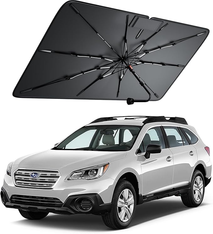 Windshield Sun Shade for Subaru Forester 2000–2026, Foldable Umbrella Sunshade with 100% UV Block, Multi-Layer Heat Insulation, Reinforced 10-Rib Frame, Keeps Car Cooler, Summer Car Accessory