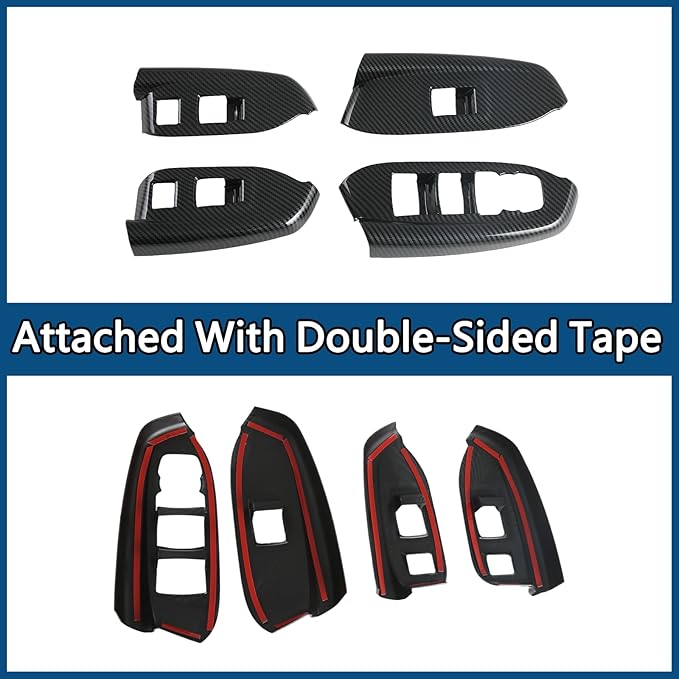 4 PCS Window Lift Switch Panel Frame Cover for Chevrolet Trailblazer 2024-2026,Car Door Windows Glasses Lifter Button Trim Decoration Accessories (ABS Imitation Carbon Fiber Pattern)