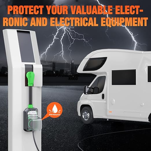 GEARGO 50 Amp RV Surge Protector, 𝟐𝟎𝟐𝟔 𝐍𝐄𝐖 Auto Shutoff IP68 50 Amp RV Surge Protector, High-Energy Protection & Temperature Control, Full Circuit Analyzer for Travel Trailers