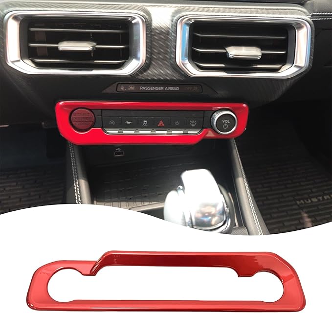 MUXEE A/C Control Panel Cover, for Ford Mustang 2024 2025 2026 - ABS Wine Red Dashboard AC Air Vent Outlet Sport Interior Trim Accessories
