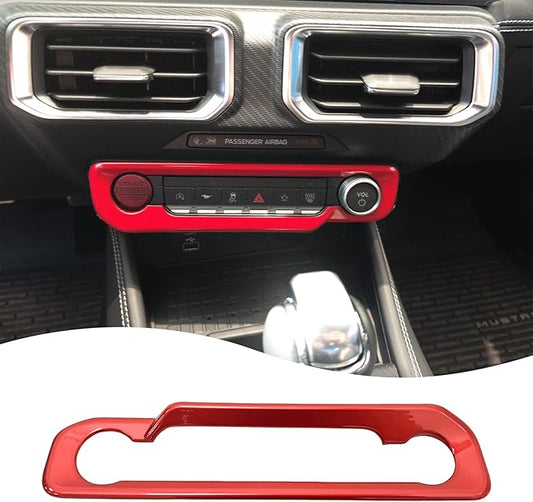 MUXEE A/C Control Panel Cover, for Ford Mustang 2024 2025 2026 - ABS Wine Red Dashboard AC Air Vent Outlet Sport Interior Trim Accessories