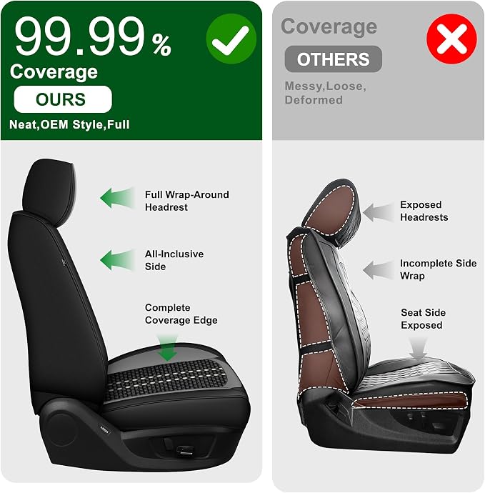 Ice Silk Front Ford F150 Seat Covers SuperCrew 2009-2026 Lightning | F250/F350/F450 Seat Covers 2017-2026 XL XLT Lariat Platinum King Ranch Limited STX Raptor SVT Raptor Tremor,Airbag Safe Gray