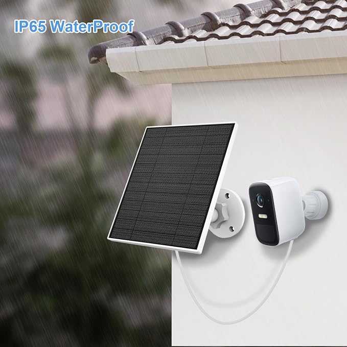 Solar Panel for Eufy Outdoor Camera, 5W Solar Panel Charger Compatible with Eufycam, Continuous Power Supply, 9.8ft Charging Cable, IP65 Waterproof, Adjustable Wall Mount, 2 Pack