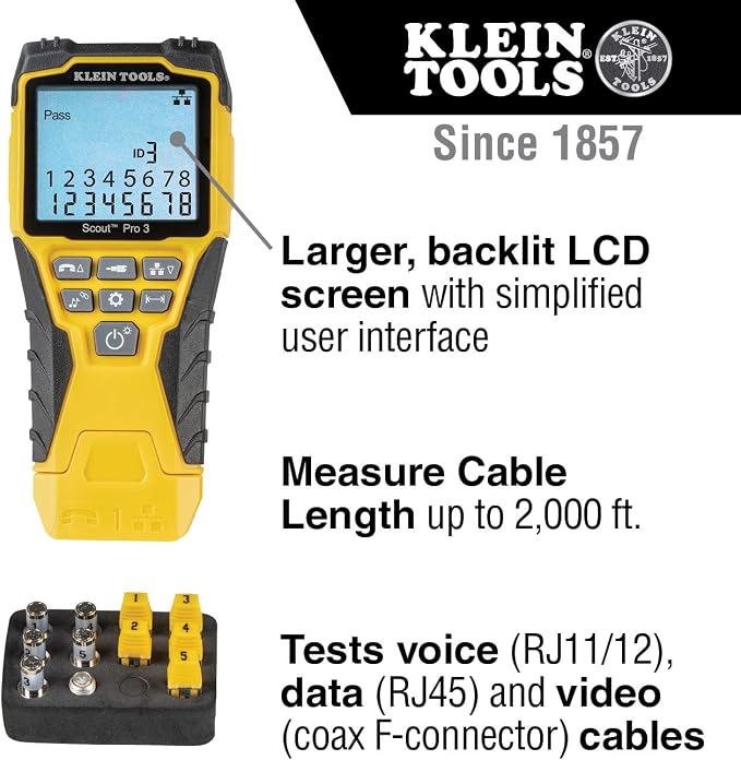 Klein Tools VDV501-851 Cable Tester Kit & VDV500-123 Cable Tracer Probe-Pro Tracing Probe with Replaceable Non-Metallic, Conductive Tip and a Light for Use in Dark Spaces