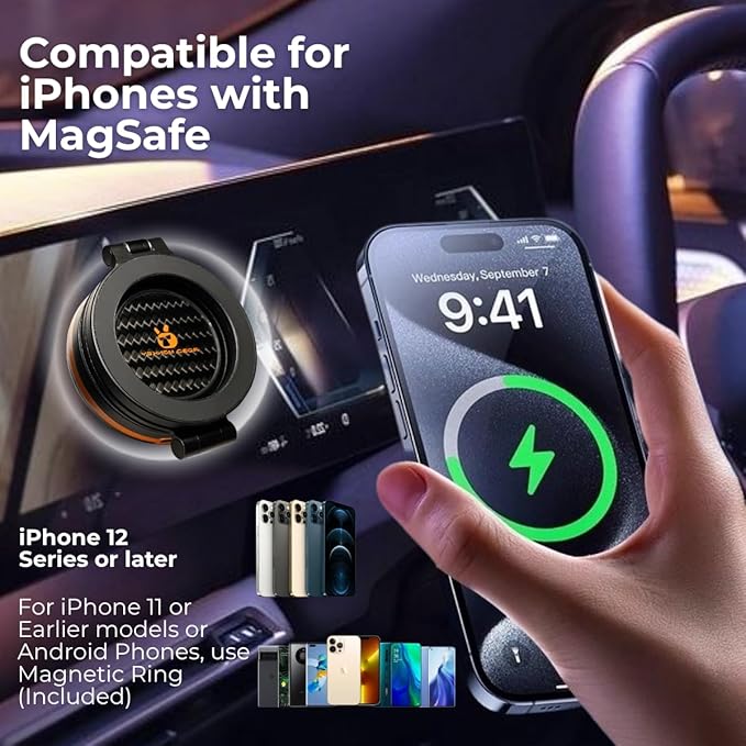 Grip Gear Vacuum Magnetic Car Phone Holder 360° Adjustable Suction Cup Phone Mount for Cell Phone Holders for Your Car/Gym/Home Mount for iPhone & Android