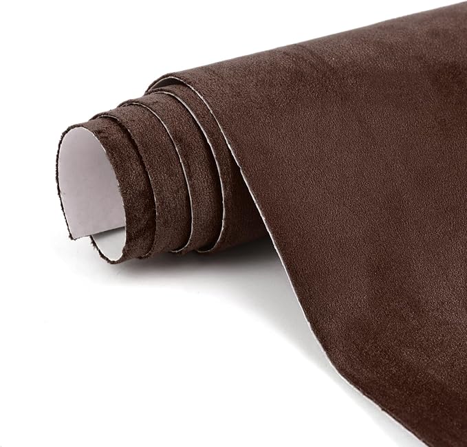 Premium Coffee Suede Fabric Wrap - 12x60 inch Suede Wrap for Car Interior - Self-Adhesive Microfiber and Synthetic Leather, Stretchable Interior Film for Car and Home Decor