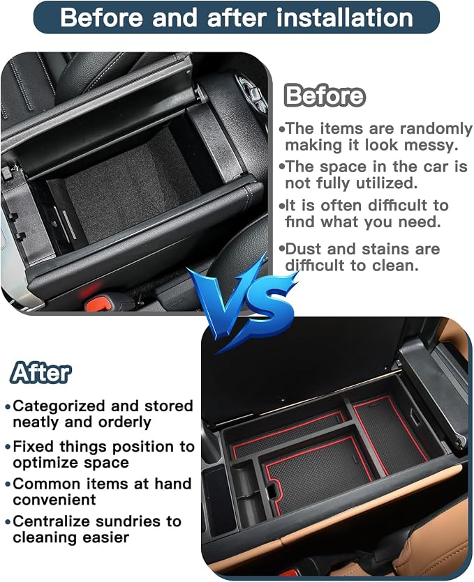 Ruiya Center Console Organizer for 2022-2026 Lexus NX Console Organizer for Lexus NX Accessories Armrest Storage Tray Compatible with 2022 2023 2024 2025 2026 Lexus NX 250/350/350h/450h+