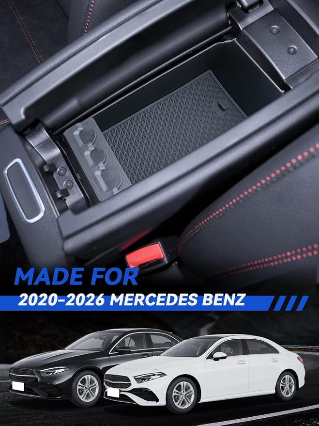 for GLA250 Center Console Organizer 2020-2026 Mercedes Benz GLA H247 & GLB250 Accessories Armrest Tray Middle Storage Box Insert Container Durable ABS Plastic