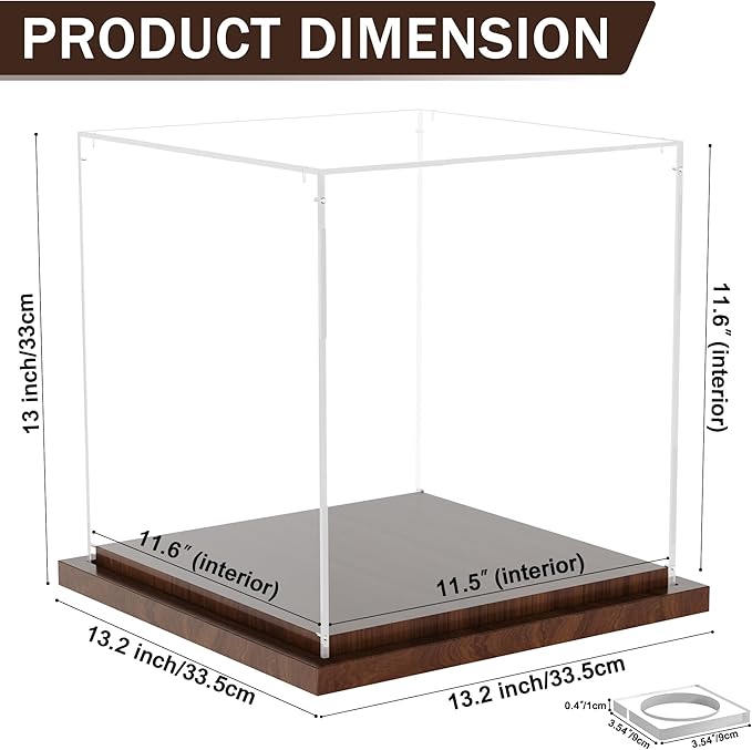 VGMiu Basketball Display Case with Wood Base, Clear Acrylic Basketball Case Display Box with Removable Built-in Ball Holder for Autographed Balls, Sports Collectibles, Memorabilia Displays