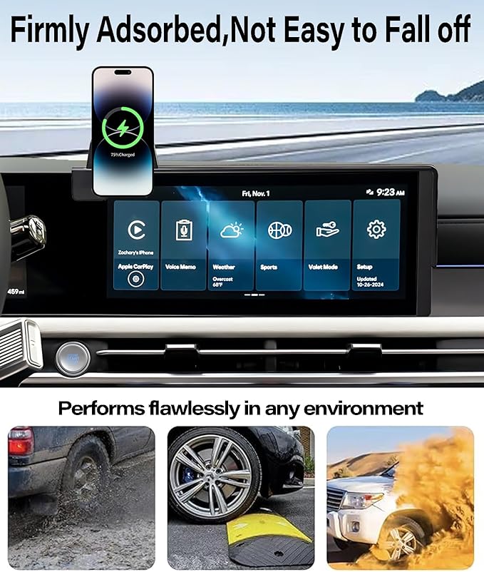 Car Phone Holder for Hyundai Tucson 2025 2026 Tucson Hybrid Accessories Apply to 12.3 Inch Touch Screen 15W Fast Wireless Charger Screen Fixed Clip Cell Phone Mount