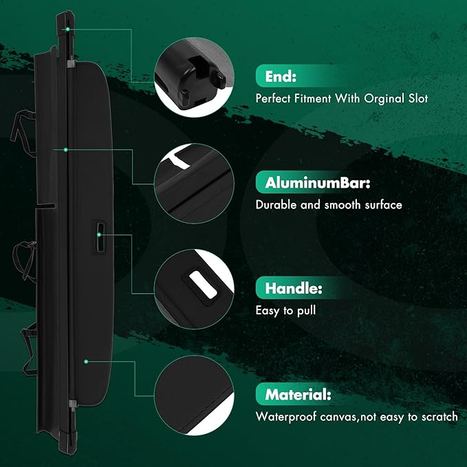 Retractable Rear Cargo Cover Shade for 2010-2015 Fit for Audi Q7 3.0L Trunk Cargo Cover Easy to install