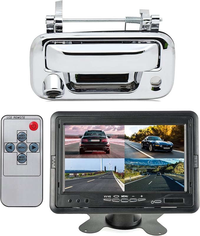 EWAY Tailgate Handle Backup Camera with 7 Inch TFT LCD Monitor Kit for 2004-2014 Ford F150 /Super Duty F250 F350 F450 F550 Reverse Monitor with Remote Control