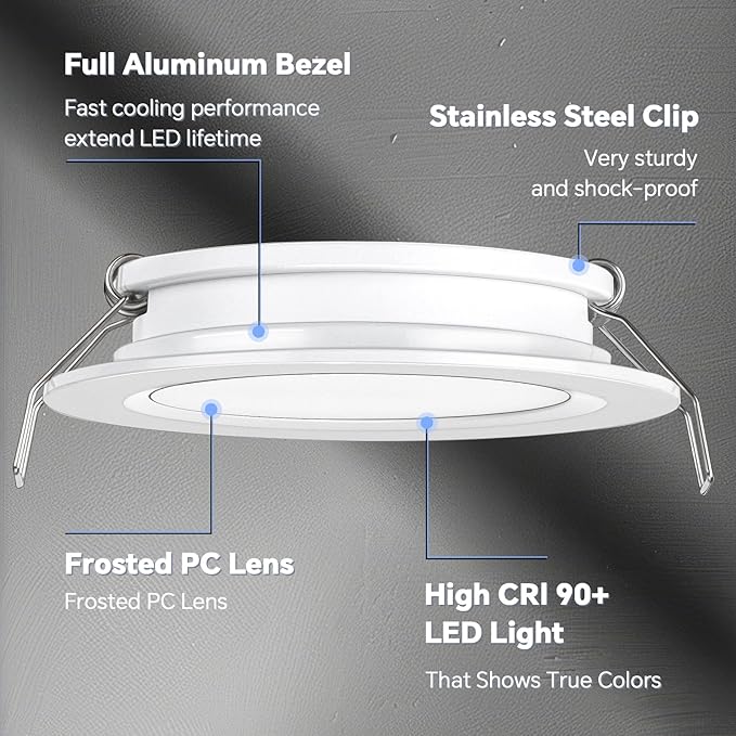 acegoo RV 2.75" Recessed LED Ceiling Light 12V Ultra-Thin Puck Light, Dimmable RV Lights Interior for Camper Van Truck Motorhome Boat Sailboat Roof Under Cabinet Lighting, 6 Pack (White,Cool White)