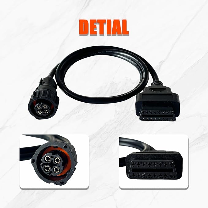 Heavy Duty Truck OBD2 Adapter for Scania 4 Pin to OBD 16 Pin Cable,Fit for Scania Industrial/Marine Engine 4pin Can Bus Diagnostic Cable Connector,Work with OBDII Diagnostic Scanner Tools