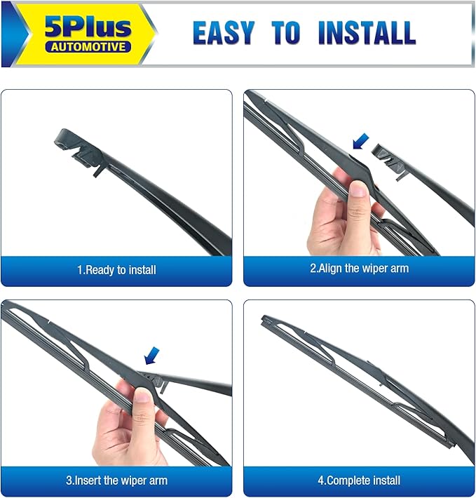 12" Back Windshield Wiper Blade Replacement for Ford Focus Fiesta 2018 2017 2016 2015 2014 2013 2012, Premium All-Season Rear Wiper Blades For My Car (12M)