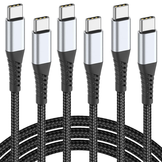 USB C to USB C Cable 3FT, 3-Pack 60W USB Type C to C Fast Charging Cable Braided 3 Foot USBC to USBC Cord for iPhone 16 15 Pro Max, Samsung Galaxy S23 S22, Moto LG, Google Pixel, iPad Air 4 (1M)