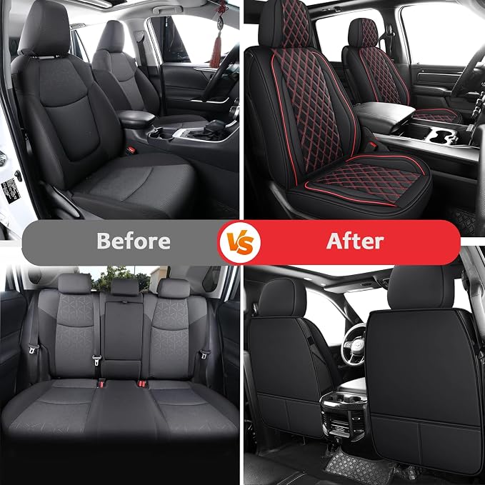MIROZO Front Seat Covers for Silverado,2PCS Truck Seat Covers Waterproof Car Seat Covers Pickup Seat Protector Compatible with 2007-2026 Chevy Silverado GMC Sierra 1500 2500HD 3500HD (Red,2PCS Front)