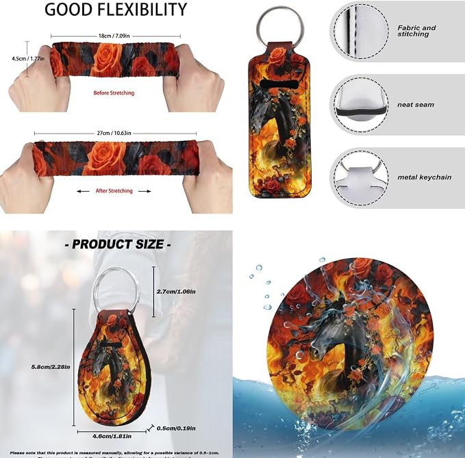 15 Pack Full Set Car Seat Covers Rose Horse Fire Print Car Front and Rear Seat Covers Steering Wheel Cover Seatbelt Pads Armrest Cushion Headrest Protectors, Easy to Install