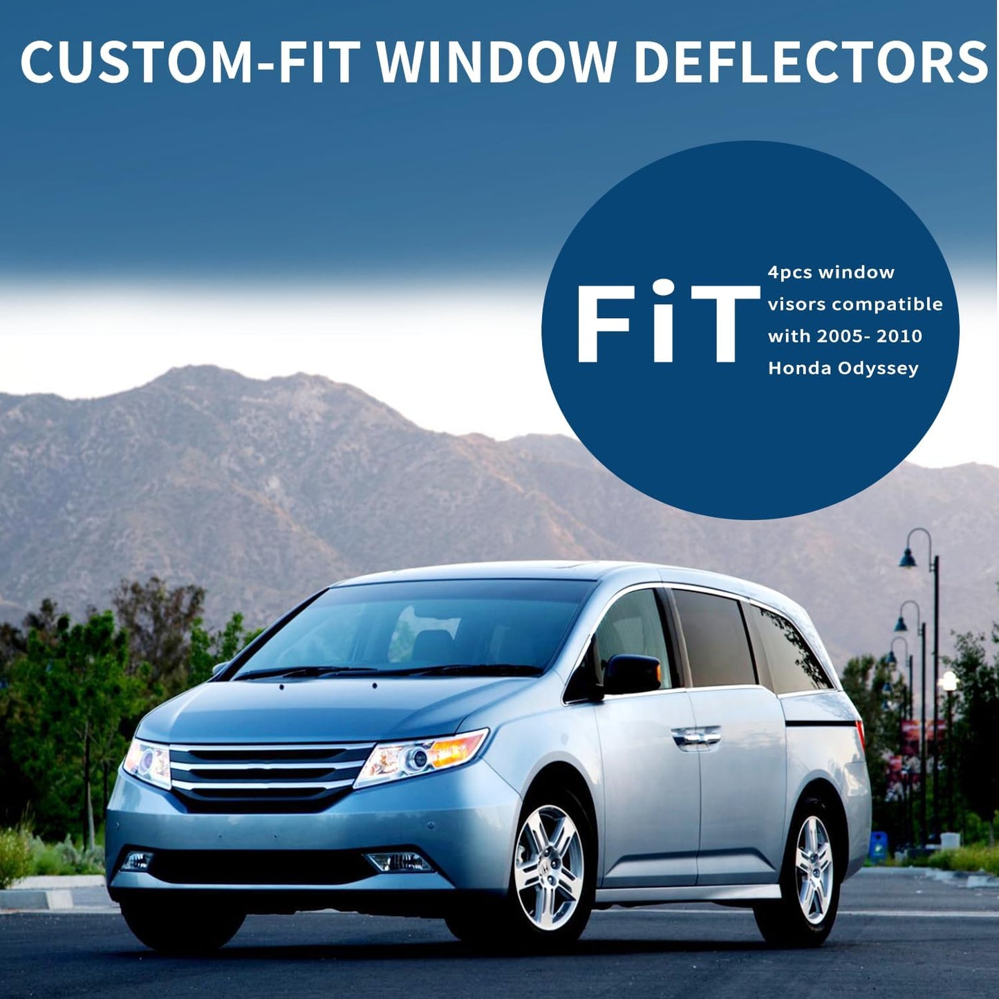 4PCS Rain Guards Fit for Honda Odyssey 2005-2010, Front & Rear Window Visors Wind Deflector, Outside Mount Vent Shade 2005 2006 2007 2008 2009 2010, 94029