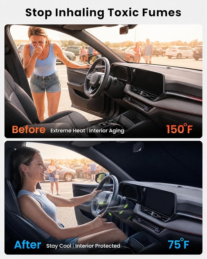 REEVAA 2026 3rd Pro Windshield Sunshade for 2018-2026 Chevrolet Equinox | Dual-Layer Heat & Sun Defense, OEM Design | Foldable Sun Shade Car Accessories with Storage Bag
