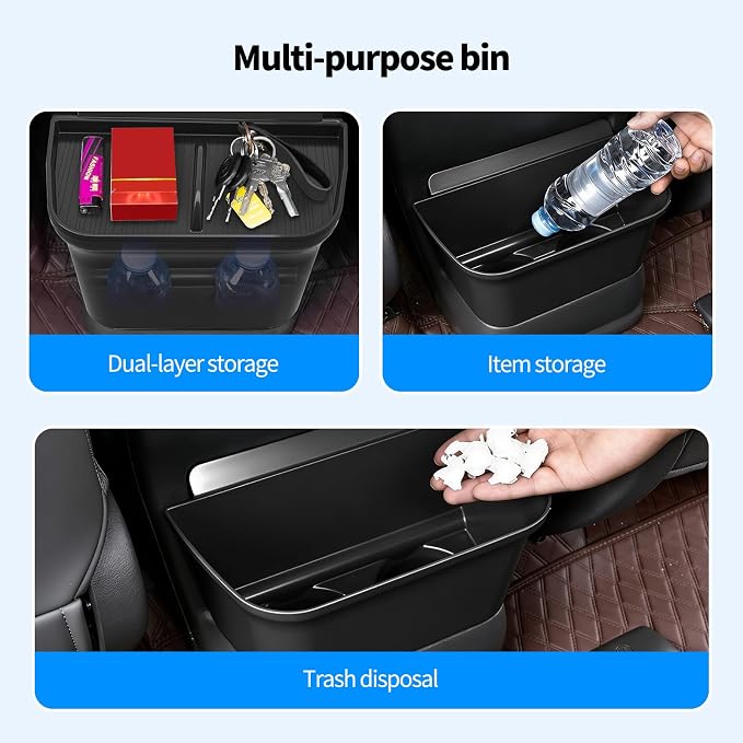 5PCS Rear Center Console Trash Can for Toyota Sienna 2021-2024 2025 2026 Accessories, Cup Holder Multifunctional Storage Box