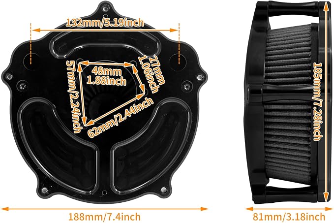 Motorcyle Air Cleaner Filter Fit for Harley Touring street glide road king electra tri trike Dyna Softail Sportster XL (A For Sportster XL 04-up)