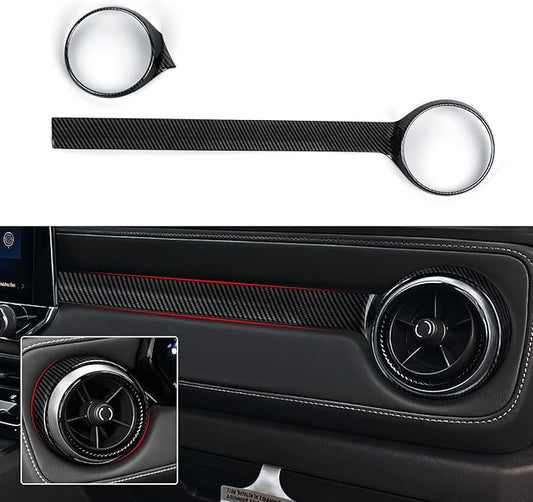 Car ABS Carbon Fiber Dashboard Side Air Outlet AC Vent Sticker Cover Interior Trim Decal for Chevrolet Colorado 2023 2024 2025 2026 Accessories (Outer Ring)