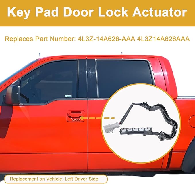 4L3Z-14A626-AAA Keyless Entry Wired Keypad Door Lock Actuator Compatible with Ford F150 2004-2008, for Lincoln Mark LT 2006-2008 Front Left Driver Side Replace# 4L3Z14A626AAA