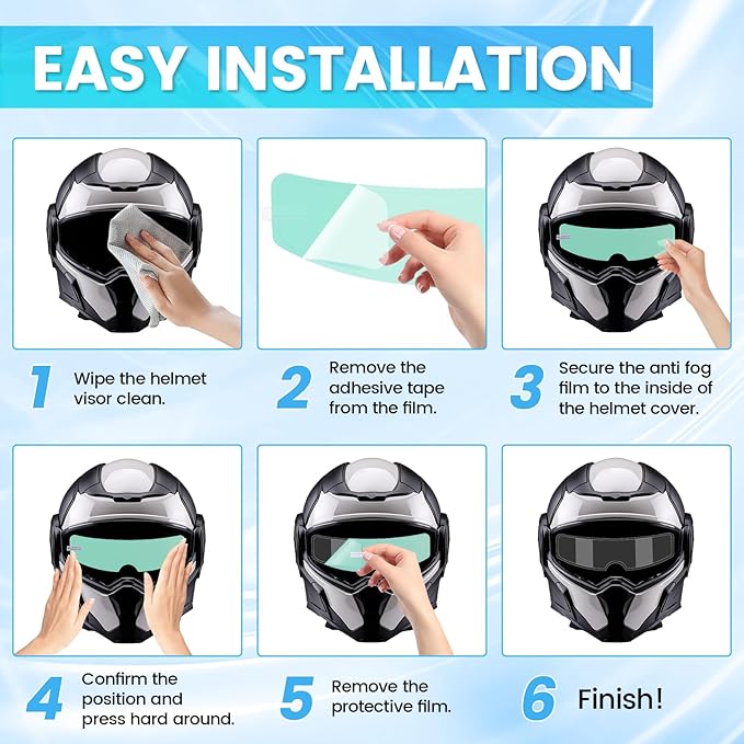 Motorcycle Anti Fog Film, Universal Fit Helmet Visors Insert Waterproof Fog Resistant Clear Vision