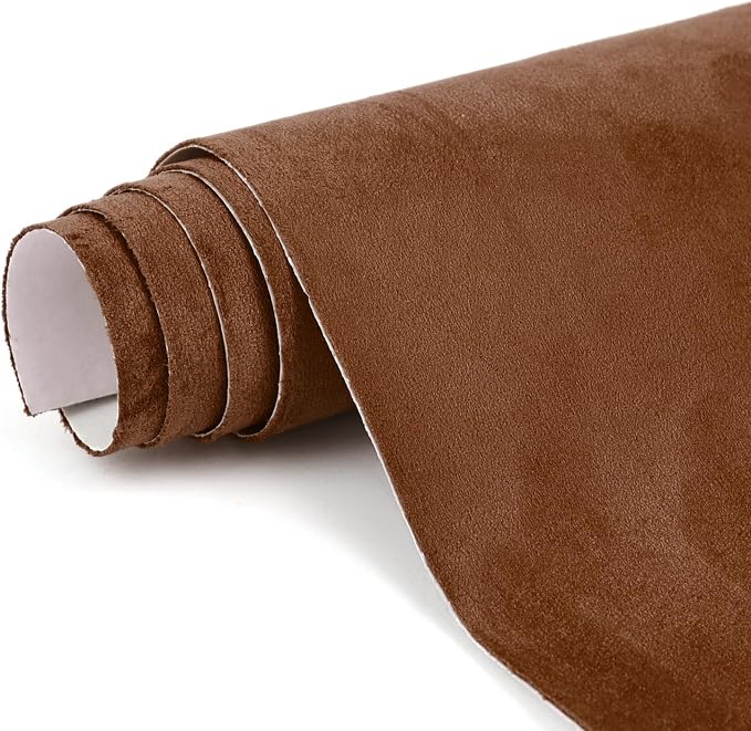 Premium Dark Brown Suede Fabric Wrap - 12x60 inch Suede Wrap for Car Interior - Self-Adhesive Microfiber and Synthetic Leather, Stretchable Interior Film for Car and Home Decor