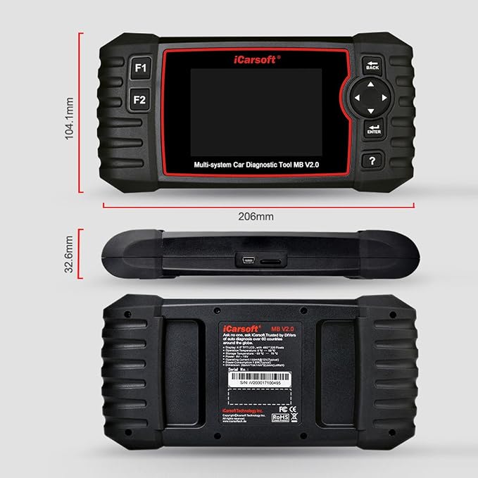 Diagnostic Scanner iCarsoft MB V2.0 Compatible for Mercedes-Benz/Sprinter/Smart, ABS SRS Oil BLD INJ