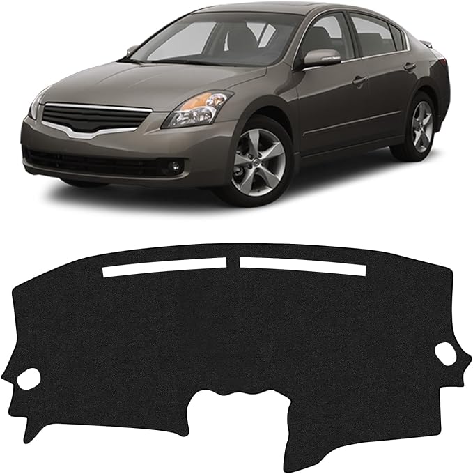 KUST Black Dash Cover Mat for Nissan Altima 2007-2012 Left Hand Driving Polyester Dashboard Cover Non-Slip Center Console Dash Cover Interior Accessories for Nissan Altima Sunshade No Glare