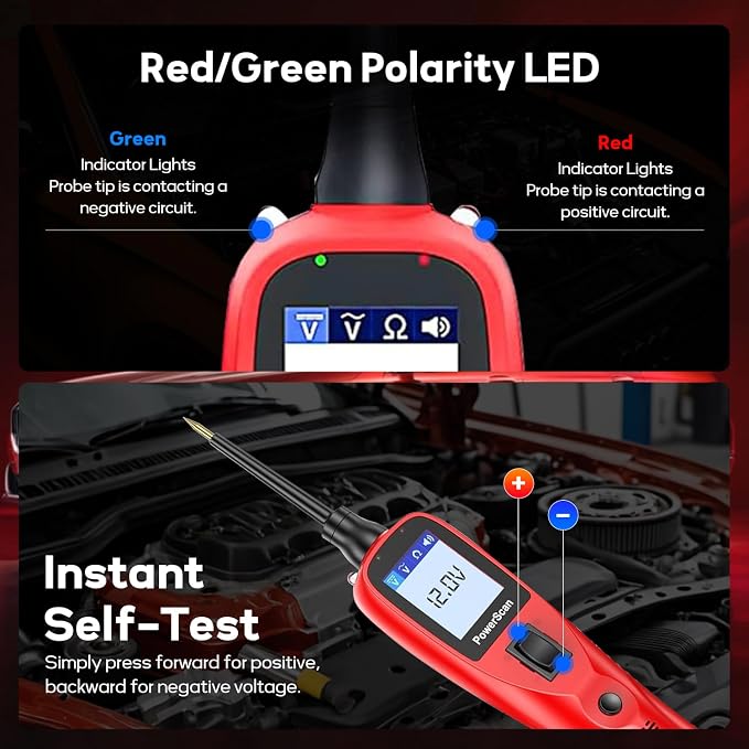 Autel PowerScan PS100 Automotive Circuit Tester, Power Circuit Probe Scan Tool, 12-24V Electrical Short Open Breaker Circuit Finder, AC/DC Current Resistance, 20ft Extension Cord, for 99% Car