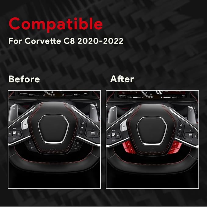 Hard Carbon Fiber, for Corvette C8 2020 2021 2022 2023 Accessories, Steering Wheel Volume Button Cover, 4Pcs Steering Wheel Button Panel Sticker, Decorative Interior Auto Trim