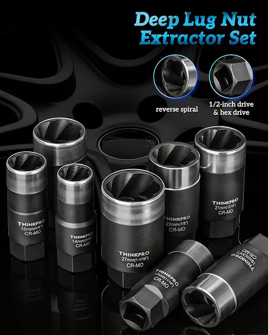 Locking Lug Nut Removal Tool,Heavy Duty Wheel Lock Removal Kit | 10 Pieces Lug Nut Extractor,Wheel Lock Removal Tool for Stripped, Rounded or Damaged Lug Nuts Removing